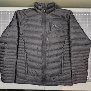 Under Armour Down Jacket Womens Medium Black Heather Reactor Quilted Nylon